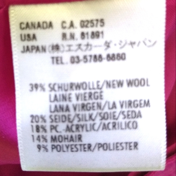 ESCADA 36/6-8 MAGENTA WOOL SILK BLEND THICK RIB PENCIL STRAIGHT LINED SKIRT - Picture 7 of 8